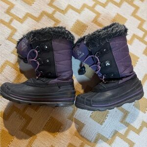 Kamik Purple and Black Kids' Winter Boots with Faux Fur Trim